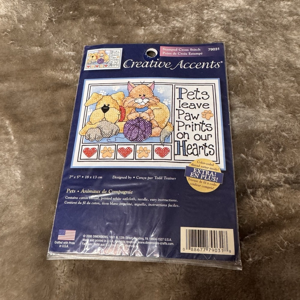 Creative Accents Stamped Cross Stitch #79031 Pets Leave Paw Prints On Our Hearts